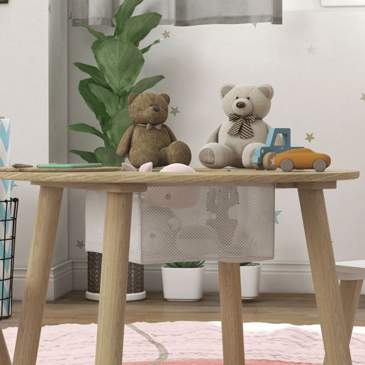 AIYAPLAY Mesa e Cadeiras Infantis de 3 Peças Mesa Infantil com 2 Cadeiras com Espaço de Arrumação para Crianças de 3-6 Anos para Sala de Jogos Dormitório Escola Infantil Madeira e Branco
