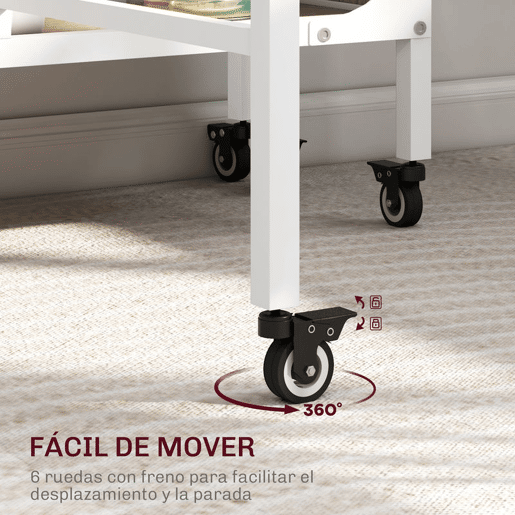 HOMOM Mesa de Cozinha Dobrável Mesa de Refeição Dobrável com Rodas Laterais Abatíveis e Prateleira Mesa Dobrável para Sala de Jantar 130x80x74 cm Madeira e Branco