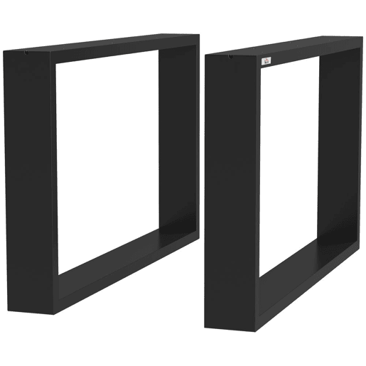 HOMCOM Conjunto de 2 Pés para Mesa de Aço 70x8x41 cm Pernas Quadradas de Mesa para Móveis de Bricolage Estilo Industrial com Parafusos e Protetores de Chão Preto