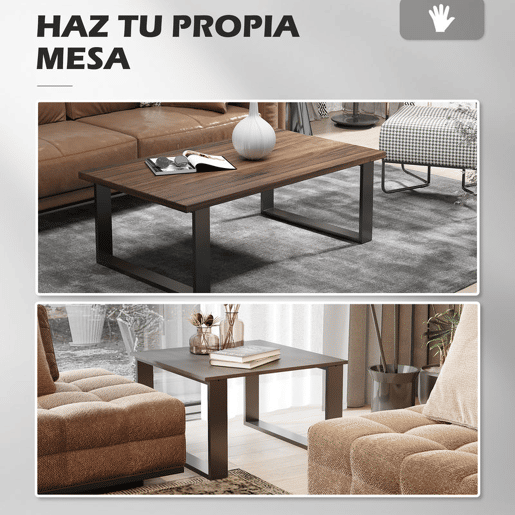 HOMCOM Conjunto de 2 Pés para Mesa de Aço 70x8x41 cm Pernas Quadradas de Mesa para Móveis de Bricolage Estilo Industrial com Parafusos e Protetores de Chão Preto