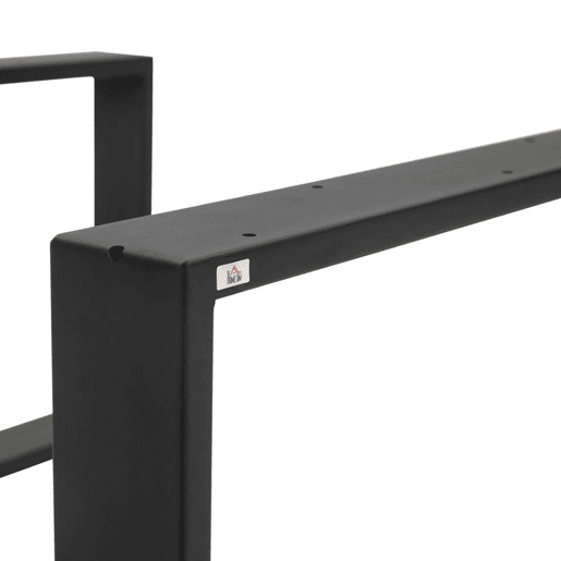 HOMCOM Conjunto de 2 Pés para Mesa de Aço 70x8x41 cm Pernas Quadradas de Mesa para Móveis de Bricolage Estilo Industrial com Parafusos e Protetores de Chão Preto