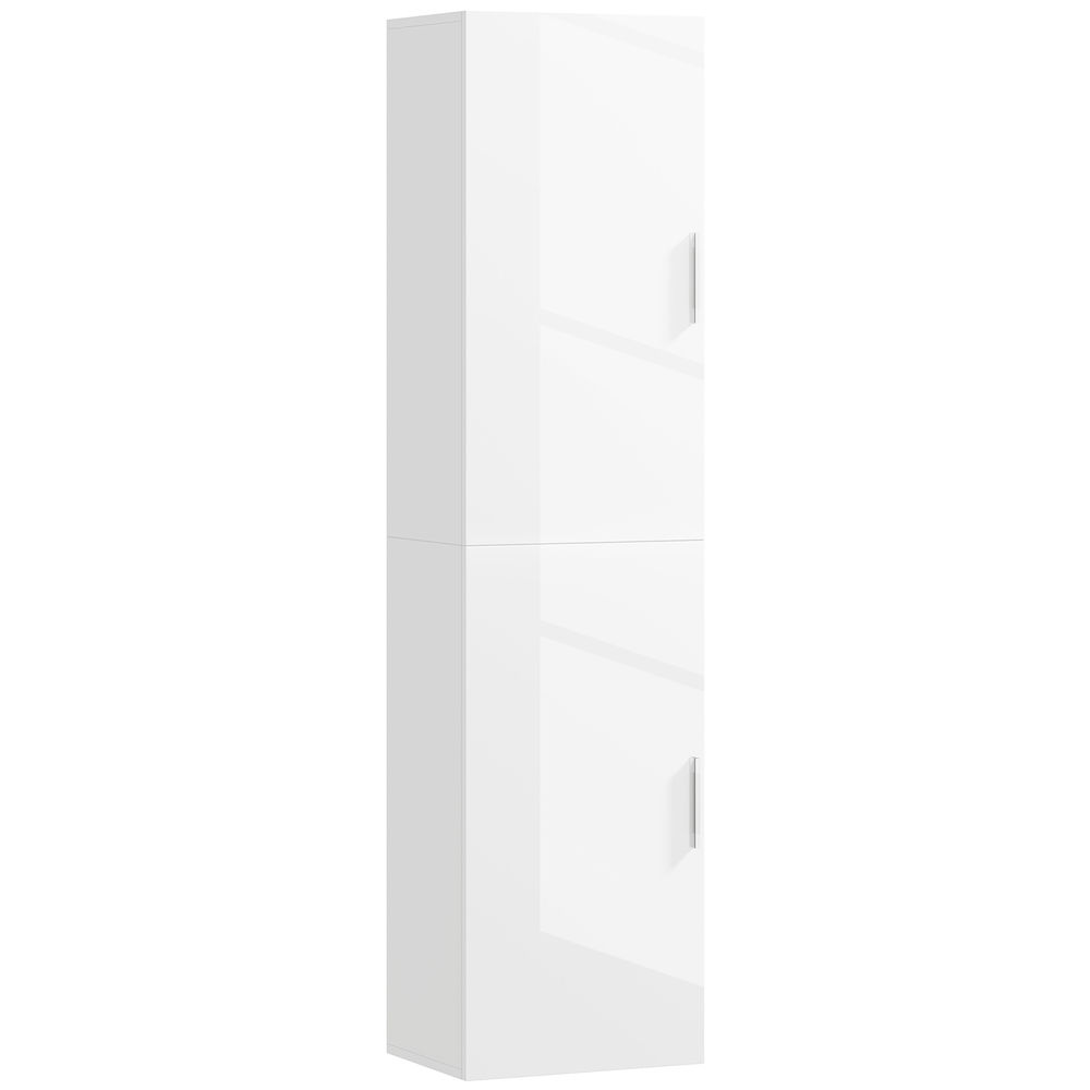 Homcom armario de baño de pared columna de baño estrecho con estantes ajustables y 2 puertas mueble de baño moderno para espacio pequeño 40x30x160 cm blanco brillo