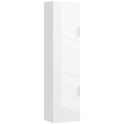HOMCOM Coluna Casa de Banho de Parede Armário Alto Casa de Banho com Prateleiras Ajustáveis e 2 Portas Móvel Casa de Banho 40x30x160 cm Branco