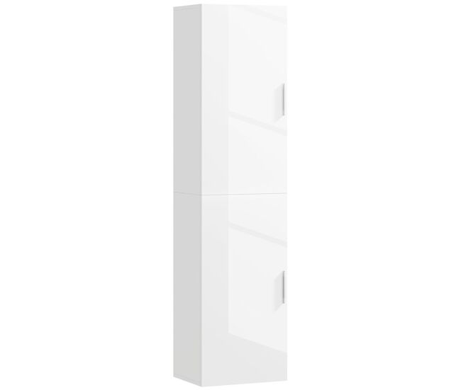 Homcom armario de baño de pared columna de baño estrecho con estantes ajustables y 2 puertas mueble de baño moderno para espacio pequeño 40x30x160 cm blanco brillo