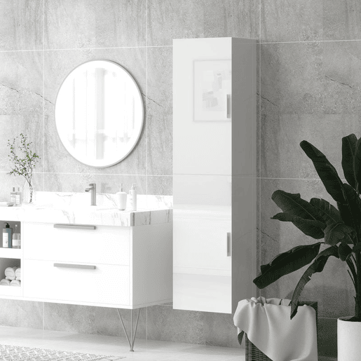 HOMCOM Coluna Casa de Banho de Parede Armário Alto Casa de Banho com Prateleiras Ajustáveis e 2 Portas Móvel Casa de Banho 40x30x160 cm Branco
