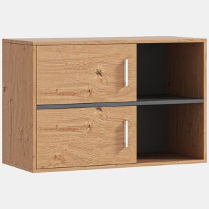 HOMCOM Móvel Auxiliar Casa de Banho Móvel para Casa de Banho de Parede com Compartimentos Abertos e 2 Portas Móvel Casa de Banho Moderno 80x35x57,5 cm Madeira