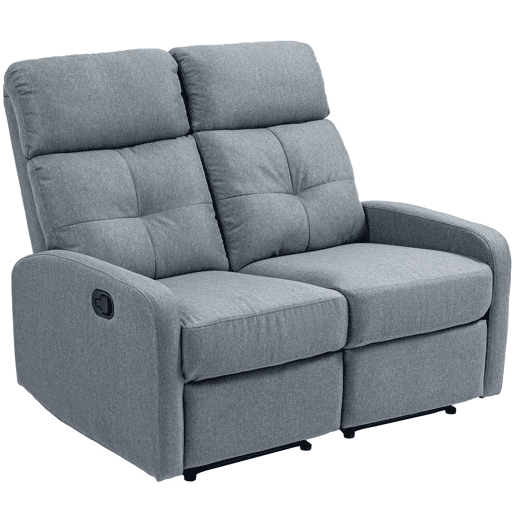 HOMCOM Sofá de 2 Lugares Reclinável Manual Sofá Relax Estofado em Linho com Apoio para Pés Molas e Almofada Espessa para Quarto Sala de Estar 118x95x101 cm Cinzento