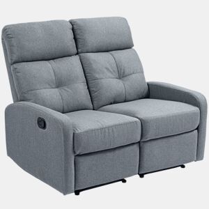 HOMCOM Sofá de 2 Lugares Reclinável Manual Sofá Relax Estofado em Linho com Apoio para Pés Molas e Almofada Espessa para Quarto Sala de Estar 118x95x101 cm Cinzento