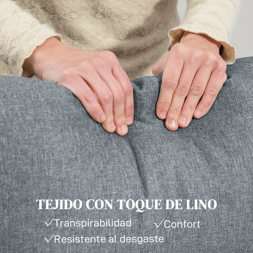 HOMCOM Sofá de 2 Lugares Reclinável Manual Sofá Relax Estofado em Linho com Apoio para Pés Molas e Almofada Espessa para Quarto Sala de Estar 118x95x101 cm Cinzento