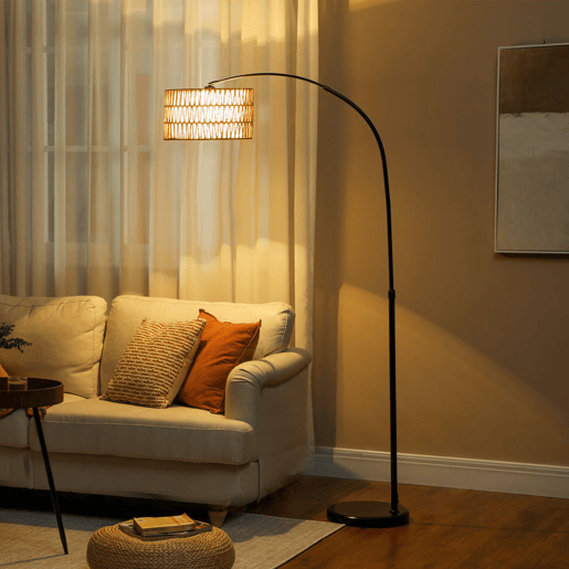 HOMCOM Candeeiro de Pé Candeeiro de Pé para Sala de Estar com Altura Ajustável Ecrã de Juta Interruptor de Pé e Base de Mármore para Sala de Estar Escritório Quarto 93x34x144-175 cm Preto e Marrom HOMCOM Candeeiro de Pé Candeeiro de Pé para Sala de Estar com Altura Ajustável Ecrã de Juta Interruptor de Pé e Base de Mármore para Sala de Estar Escritório Quarto 93x34x144-175 cm Preto e Marrom