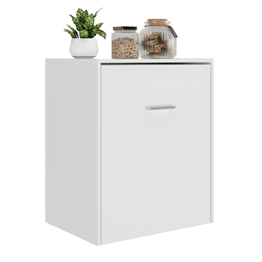 Mesa de escritório Ashe em branco fosco com 3 prateleiras retráteis em melamina 149x76x63 cm