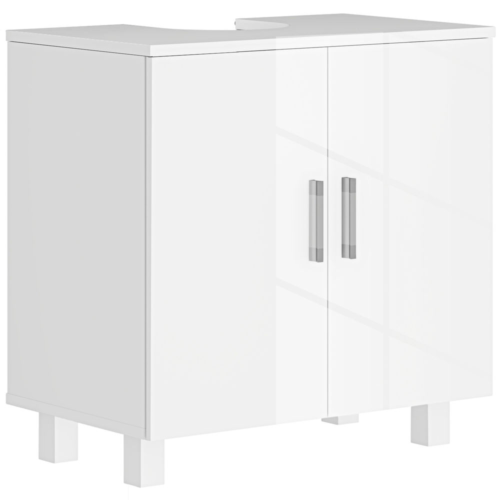 Homcom mueble para debajo del lavabo mueble bajo lavabo mueble de lavabo con pie con 2 puertas 2 estantes y sistema antivuelco para cuarto baño 60x35x60 cm blanco