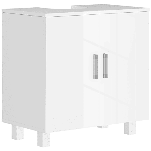 HOMCOM Móvel para Lavatório Pousar Armário Casa de Banho para Lavatório com 2 Portas de MDF 2 Prateleiras e Sistema Anti-Tombo 60x35x60 cm Branco