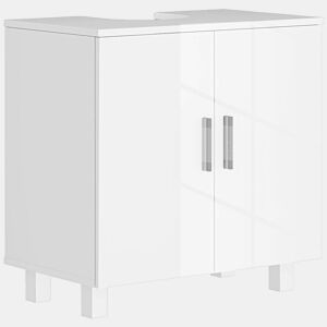 HOMCOM Móvel para Lavatório Pousar Armário Casa de Banho para Lavatório com 2 Portas de MDF 2 Prateleiras e Sistema Anti-Tombo 60x35x60 cm Branco