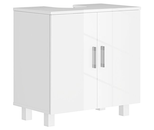 Homcom mueble para debajo del lavabo mueble bajo lavabo mueble de lavabo con pie con 2 puertas 2 estantes y sistema antivuelco para cuarto baño 60x35x60 cm blanco