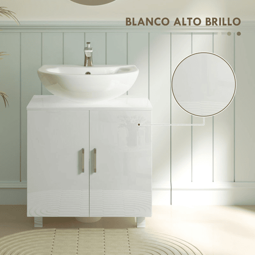 HOMCOM Móvel para Lavatório Pousar Armário Casa de Banho para Lavatório com 2 Portas de MDF 2 Prateleiras e Sistema Anti-Tombo 60x35x60 cm Branco