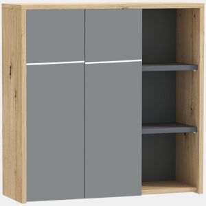 HOMCOM Armário Casa de Banho com Espelho Armário de Parede com Espelho para Casa de Banho Móvel Casa de Banho Estilo Moderno 60x20x60 cm Madeira