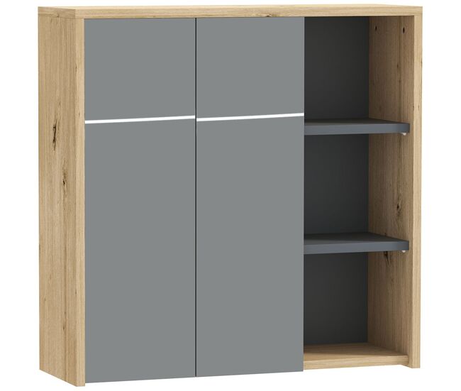 Homcom armario de baño con espejo armario con espejo para baño con estantes estilo moderno 60x20x60 cm madera natural