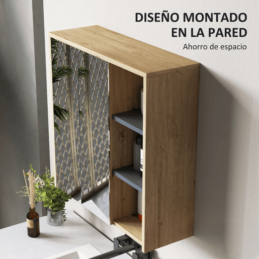 HOMCOM Armário Casa de Banho com Espelho Armário de Parede com Espelho para Casa de Banho Móvel Casa de Banho Estilo Moderno 60x20x60 cm Madeira