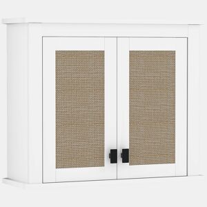 HOMCOM Armário de Parede para Casa de Banho Móvel Casa de Banho Suspenso Armário de Parede para Armazenamento com 2 Portas de Vime PE Prateleira Ajustável 60x19,5x49,4 cm Branco