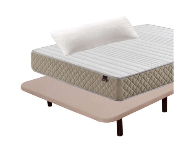 Pack ahorro deluxe descanso completo 90x180 cm (colchón + base tapizada + patas + almohada)