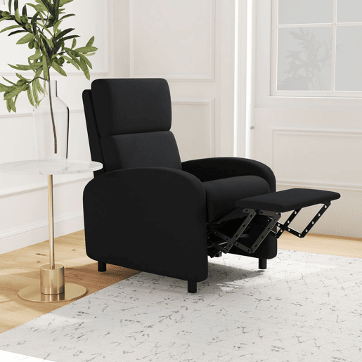HOMCOM Poltrona Relax Reclinável até 160° Poltrona Reclinável Manual com Apoio para os Pés Carga Máxima 120 kg para Sala de Estar Dormitório 64x86x102 cm Preto