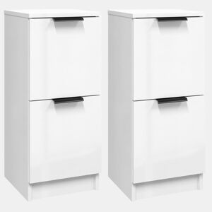 vidaXL Aparadores 2 pcs 30x30x70cm madeira processada branco brilhante