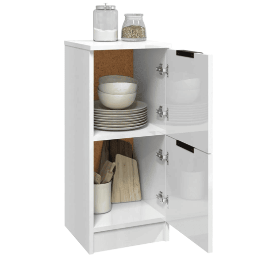vidaXL Aparadores 2 pcs 30x30x70cm madeira processada branco brilhante vidaXL Aparadores 2 pcs 30x30x70cm madeira processada branco brilhante