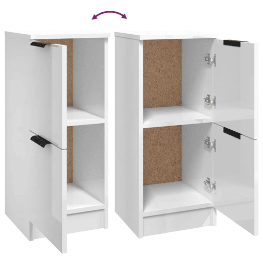 vidaXL Aparadores 2 pcs 30x30x70cm madeira processada branco brilhante vidaXL Aparadores 2 pcs 30x30x70cm madeira processada branco brilhante