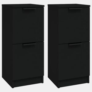 vidaXL Aparadores 2 pcs 30x30x70 cm derivados de madeira preto