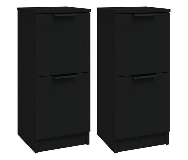 Vidaxl aparador de madera contrachapada negro 30x30x70 cm