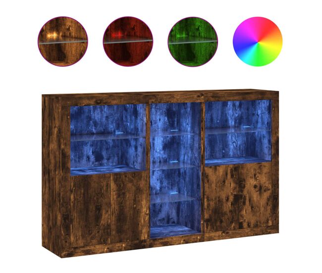 Vidaxl aparador con luces led roble ahumado 162x37x100 cm