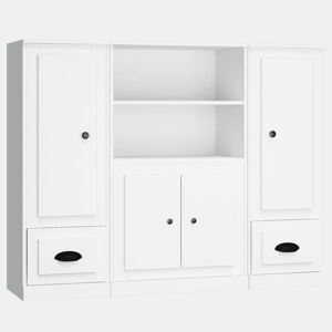 vidaXL Aparadores altos 3 pcs derivados de madeira branco