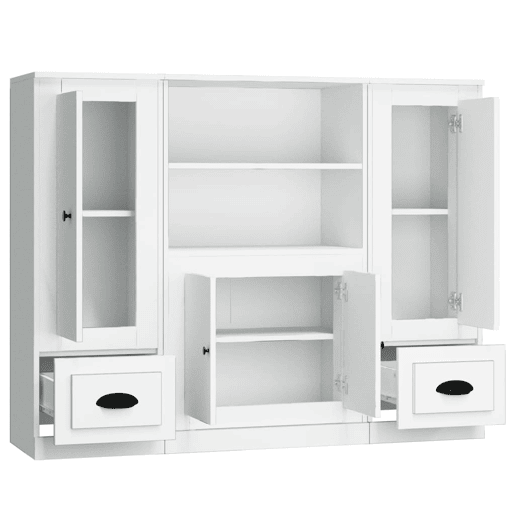 vidaXL Aparadores altos 3 pcs derivados de madeira branco