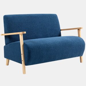 HOMCOM Sofá de 2 Lugares Estofado em Borreguito Sofá de Sala de Estar de 118 cm com Acolchoado Espesso Apoios de Braço e Pés de Madeira para Quarto Sala de Estar 118x76x78 cm Azul