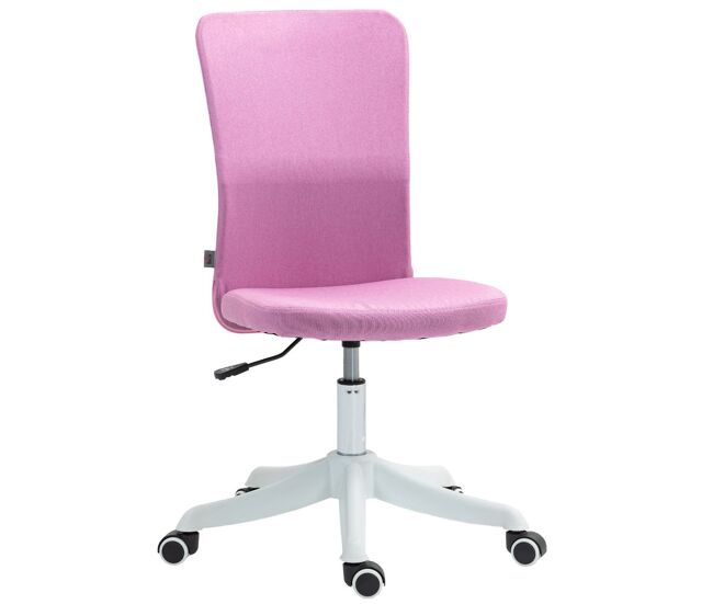 Homcom silla de escritorio sin brazos silla de oficina giratoria tapizado en lino sintético con altura ajustable para estudio dormitorio tocador carga