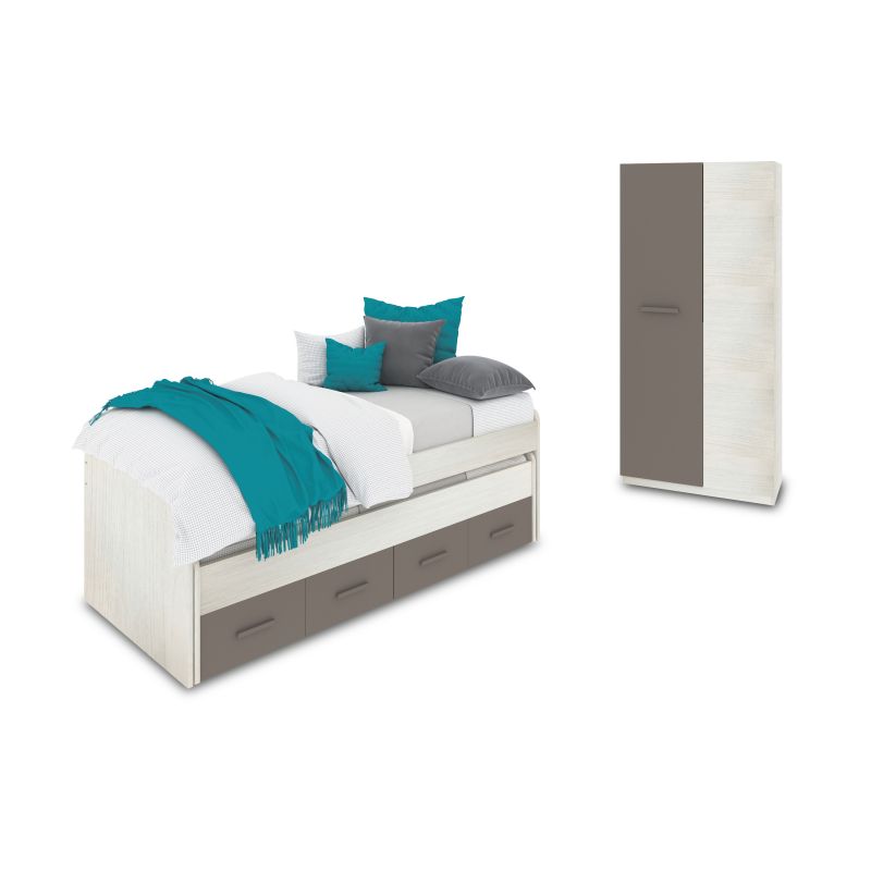Dormitorio juvenil axim plus blanco alpes - basalto 198 x 69 x 96 cm