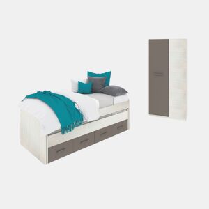 Quarto para jovens Axim Plus Alpes Brancos - Basalto 198 x 69 x 96 cm