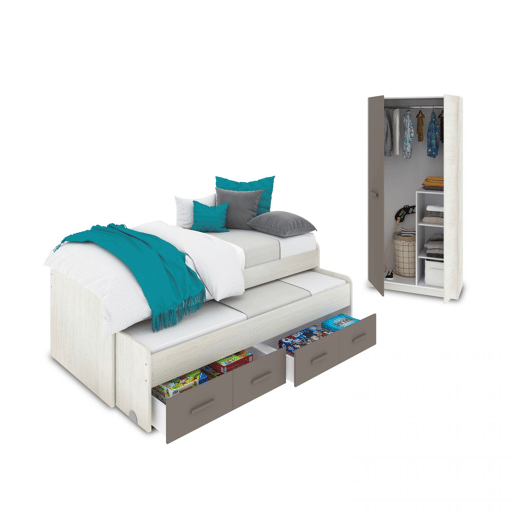 Quarto para jovens Axim Plus Alpes Brancos - Basalto 198 x 69 x 96 cm