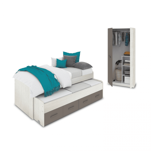 Quarto para jovens Axim Plus Alpes Brancos - Basalto 198 x 69 x 96 cm