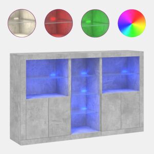 vidaXL Aparador com luzes LED 162x37x100 cm cinzento cimento