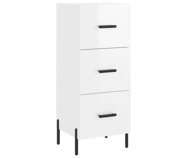 Vidaxl aparador de madera contrachapada blanco brillante 34,5x34x90 cm