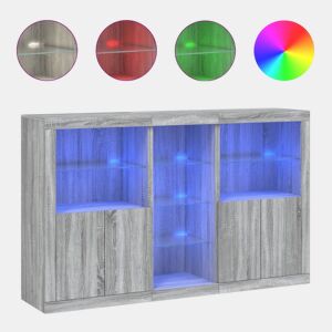 vidaXL Aparador com luzes LED 162x37x100 cm cinzento sonoma