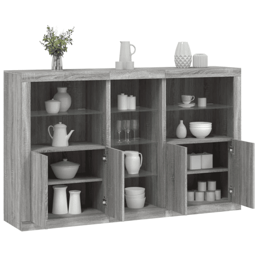 vidaXL Aparador com luzes LED 162x37x100 cm cinzento sonoma