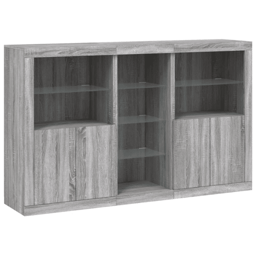 vidaXL Aparador com luzes LED 162x37x100 cm cinzento sonoma