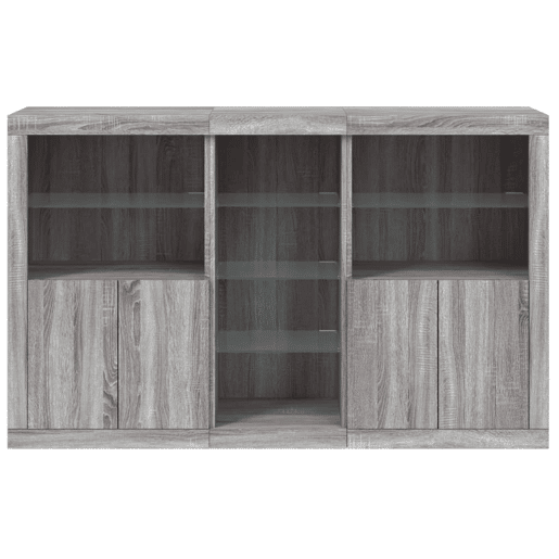 vidaXL Aparador com luzes LED 162x37x100 cm cinzento sonoma