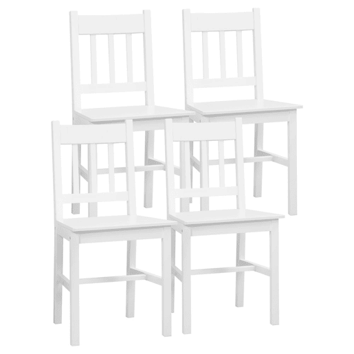 HOMCOM Conjunto de 4 Cadeiras de Sala de Jantar Cadeira de Cozinha com Encosto de Ripas Estrutura de Madeira de Pinho para Sala de Jantar Restaurante Carga Máxima 120 kg 41x46,5x85,5 cm Branco