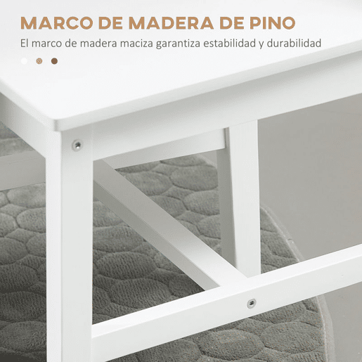 HOMCOM Conjunto de 4 Cadeiras de Sala de Jantar Cadeira de Cozinha com Encosto de Ripas Estrutura de Madeira de Pinho para Sala de Jantar Restaurante Carga Máxima 120 kg 41x46,5x85,5 cm Branco