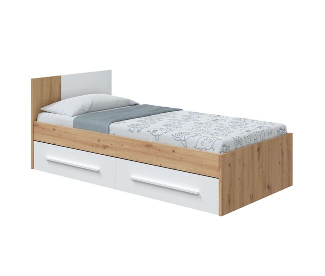 Conjunto de muebles dormitorio juvenil moderno melamina color roble nodi y blanco artik