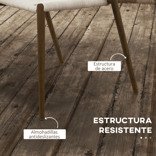 HOMCOM Conjunto de 4 Cadeiras de Sala de Estar com Assento em Corda de Papel Cadeiras de Cozinha Empilháveis Estilo Rústico Carga Máxima 120 kg 51x51x71 cm Carvalho